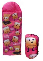 Rustic Axentz Kids Children Smore Slumber Sleeping Bag with Stuff Sack, 1.5lb Fill, 28x58-inch (Pink)