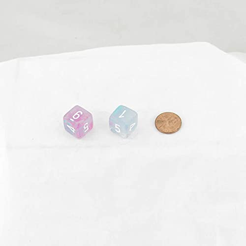 Wisteria Nebula Luminary Dice with White Numbers 16mm (5/8in) D6 Set of 2 Wondertrail
