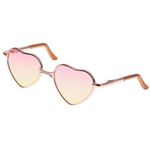 Load image into Gallery viewer, Toygogo Hippy Style Heart Shaped Frame Sunglasses for 12&quot; Blythe Gradient Colored Lens - Gold Frame Pink Yellow Lens
