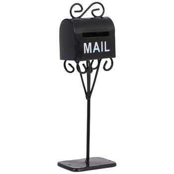 Miniature Black Metal Mailbox for Doll Play House Mini Town Craft Project
