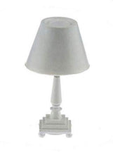 Load image into Gallery viewer, Dolls House Modern Table Lamp White Base &amp; Shade 12V Electric Lighting
