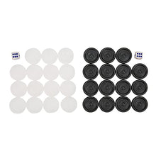 Load image into Gallery viewer, 22mm Plastic Black White Backgammon and Checkers Chips Pieces Replacement Ridged Game Chips Travel Backgammon
