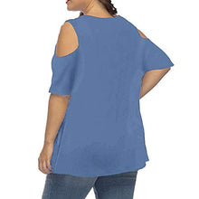 Load image into Gallery viewer, Maikouhai 2021 Womens Summer Tops,Cold Shoulder Strapless Crew-Neck Pullover Blouse Loose Tops XL-5XL Blue
