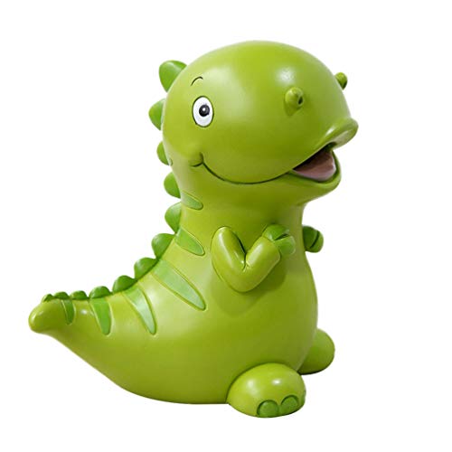 LIOOBO Lovely Dinosaur Shaped Piggy Bank Resin Coin Bank Money Bank Best Birthday Party Gifts for Kids Boys Girls Home Table Decoration Green Size S