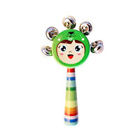 NUOBESTY Baby Rattle Toys Wooden Bells Jingle Stick Shaker Baby Grab Toys Christmas Jingle Bell Ornaments Cartoon Musical Rhythm Toys for Kids Toddler Infant 8pcs