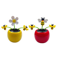 Amosfun Dancing Flowers Solar Powered Toy Flowers Insect Flower Great Car Dashboard Office Desk Home Decor 2pcs (Red and Yellow)