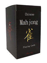 Load image into Gallery viewer, Funrarity Chinese Mahjong Cards Deluxe Set 144 Playing Cards with 2 Dice and Travel Bag (Mah Jong, Mahjongg, Mah-Jongg, Mah Jongg, Majiang) Plastic PVC Portable Durable Waterproof Black
