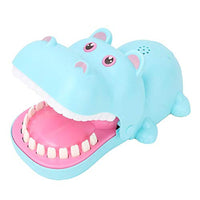 Zerodis Portable Cartoon Hippo Mouth with Teeth Toy, Bite Finger Board Game Kids Toys Teeth Game(Blue)