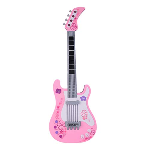 HEALLILY Kid Guitar Toy Electric Musical Guitar Play Guitar Ukulele Musical Instruments Educational Learning Toy Gift Pink