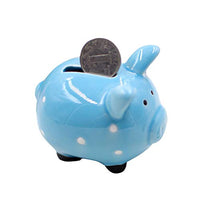 Amosfun Piggy Bank Coin Bank Pig Figurine Desktop Money Saving Pot Ceramics Coin Storage Container Change Organizer for Kids Toddlers Gift (Blue)