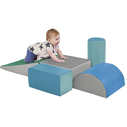 ECR4Kids-ELR-12683F SoftZone Climb and Crawl Activity Play Set  Lightweight Foam Shapes for Climbing, Crawling and Sliding for Toddlers and Kids (5-Piece), Contemporary
