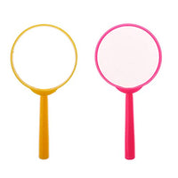 Fityle 2 Pieces Kids Handheld Magnifier Toy Set Magnifying Glass Diameter 60mm Magnifying 3X - Pink + Yellow