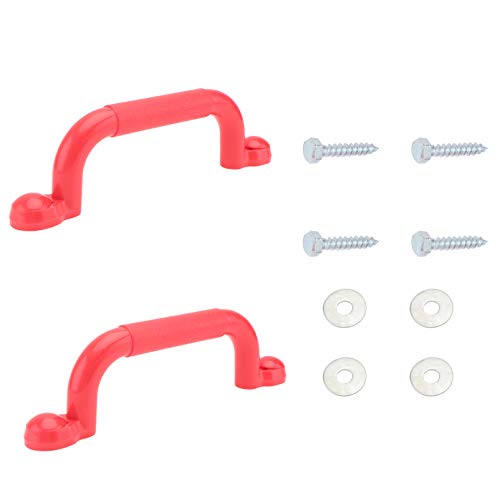 YARNOW Playground Handles Solid Playset Safety Handles Safety Grab Handle Play Set for Playhouse Jungle Gym Included Mounting Hardware Parts (Red)