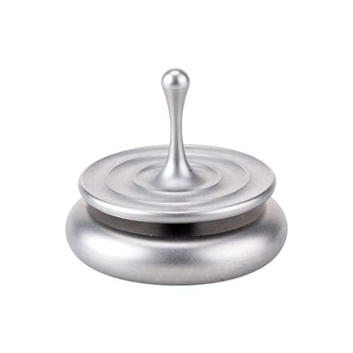 Li Ping Spinning Top Rotating Magnetic Decoration Desktop Droplets Spinner Toys Gifts (Gyro+Base, Silver)