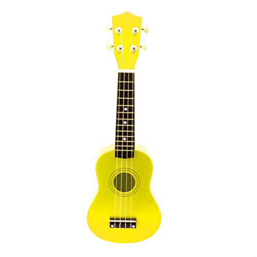 EXCEART 21 Inches Ukulele Guitar Toy, Wooden Ukulele Guitar Toy Funny Musical Instruments for Kids Early Educational  Yellow