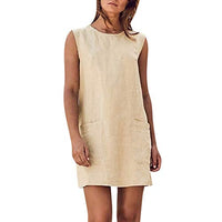 WYTong Women's Sleeveless Pockets T-Shirt Dresses Casual Solid Loose Summer Mini Dress Beach Sundress(Beige,S)