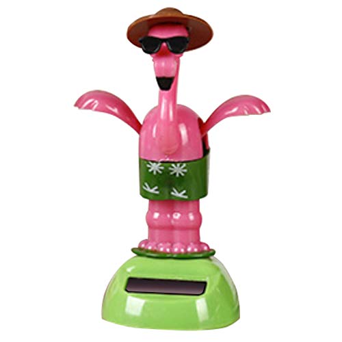 BARMI Creative Plastic Solar Power Flamingo Car Ornament Flip Flap Pot Swing Kids Toy,Perfect Child Intellectual Toy Gift Set Green