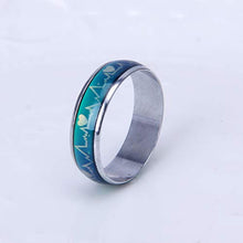 Load image into Gallery viewer, Lovers Heartbeat ECG Mood Ring Color Temperature Changing Magic Wedding Rings
