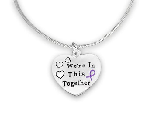 Fundraising For A Cause Purple Ribbon We're in This Together Necklaces (12 Necklaces in a Bag)