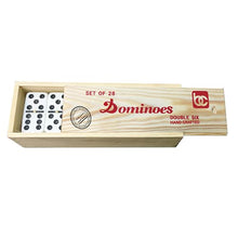 Load image into Gallery viewer, Bene Casa - Hand Crafted Double 6 Dominoes Set with Wooden Storage Box - 28 Piece Set - Dominoes Feature Brass Spinners
