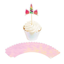 Load image into Gallery viewer, UNICORN CUPCAKE WRAPPER W/PICKS - Party Supplies - 48 Pieces

