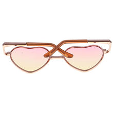 Load image into Gallery viewer, Toygogo Hippy Style Heart Shaped Frame Sunglasses for 12&quot; Blythe Gradient Colored Lens - Gold Frame Pink Yellow Lens
