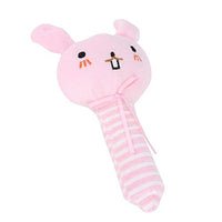 Baby Rattle Stick Toy, Premium Material Comfortable Non-Toxic Animal Handbell, for Baby Kid(Pink Rabbit Hand Crank)