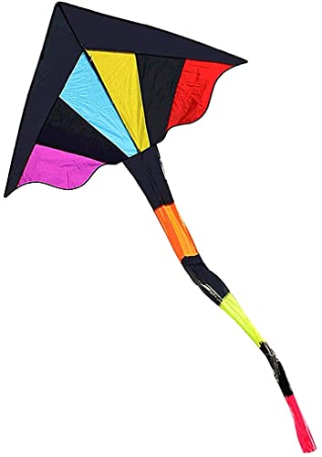 Kites kiteTriangle Long Tail Kite with Kite String and Kite Reel Easy to Fly Children and Adults Beginner Kite, Very Suitable for Outdoor Activities-Colorful 180X325cm llxyzrzbhd708(Color:800M LINE)