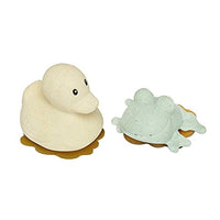 HEVEA Upcycled Rubberduck & Frog (Sand & Sage). Upcycled Rubber, Plant Based, Plastic-Free, Eco-Friendly & BPA-Free