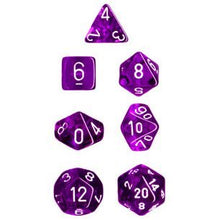 Load image into Gallery viewer, Chessex Dice Polyhedral 7-Die Translucent Dice Set - Purple/White
