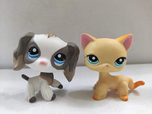 Load image into Gallery viewer, 2pcs/Lot Set Pets Littlest Pet Shop LPS Coker Spaniel Yellow Cat Kitty Green Brow Eyes lps Figure Toys
