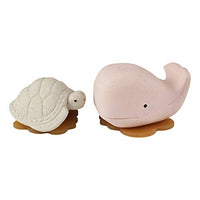 HEVEA Upcycled Whale & Turtle Giftset (Champagne Pink & Vanilla). Upcycled Rubber, Plant Based, Plastic-Free, Eco-Friendly & BPA-Free