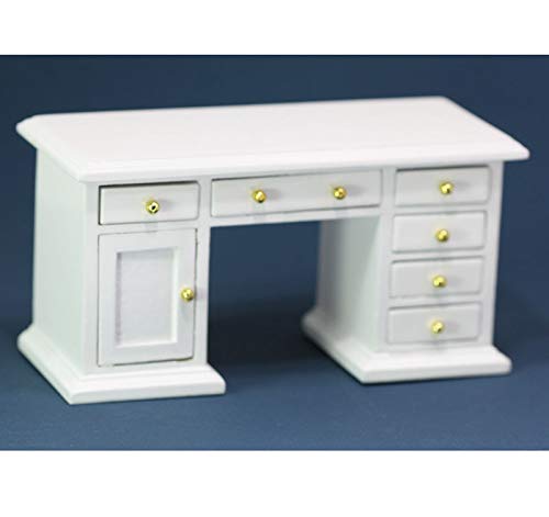 Dollhouse Miniature White Painted Wood Desk
