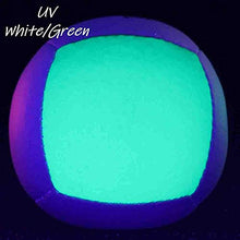Load image into Gallery viewer, Zeekio Lunar Juggling Balls - [Set of 3], Professional UV Reactive, 6-Panel Balls, Synthetic Leather, Millet Filled, 110g Each, White/Green
