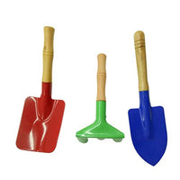 OUNONA Trowel Rake Shovel for Children Garden Tools Metal with Sturdy Wooden Handle Safe Gardening Tools Kids 3Pcs