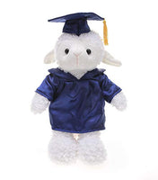 Plushland Sheep Plush Stuffed Animal Toys Present Gifts for Graduation Day, Personalized Text, Name or Your School Logo on Gown, Best for Any Grad School Kids 12 Inches(Navy Cap and Gown)