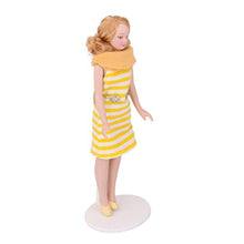 Load image into Gallery viewer, ZKS-KS Miniature Porcelain Woman Lady in Yellow Sweater Dress &amp; Sleeping Baby in Pink Sweater Dolls House People
