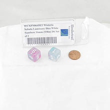 Load image into Gallery viewer, Wisteria Nebula Luminary Dice with White Numbers 16mm (5/8in) D6 Set of 2 Wondertrail
