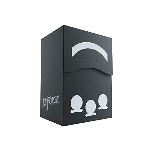 Keyforge Gemini Deck Box | Double-Sleeved Card Storage Card Game Protector | Holds a Full Keyforge Deck | Self-Locking Flap | Includes Customizable Faction Stickers | Black Color | Made by Gamegenic