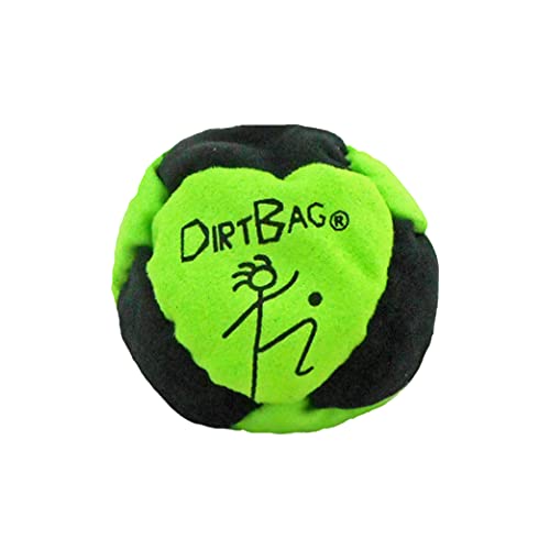 Dirtbag Classic Footbag Hacky Sack, Handmade, Pro-Grade Durability, Premium Quality, Original Design, Fluorescent Green/Black.