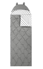 Load image into Gallery viewer, Chic Home Oscar Sleeping Bag with Cat Ear Hood Pinch Pleat Design with Polka Dot Interior for KidsTeens &amp; Young Adults Zipper Closure, Twin X-Long, Grey
