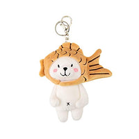 VICKYPOP Animal Plush Keychain Cute Stuffed Toy and Interesting Backpack Doll Pendant for Kids or Friends (Fish + White cat)