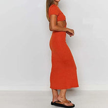 Load image into Gallery viewer, Womens Y2K Halter Tie Dye Mini Dress Boho Printed Lace Up Bodycon Dress Tropical Beach Dresses Orange
