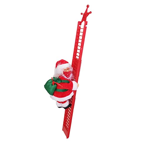 Santa Climbing Rope with Face Mask, Santa Claus Electric Christmas Toys with Music and Lights, Climbing up and Down, Hanging Ornament for Party/Home/Door/Wall/Holiday Decoration