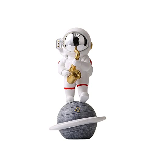 Ceramic Joe Astronaut Band Desktop Toys Home Office Car Decoration Creative Astronaut Dolls (Saxophone Player - Silver)