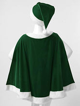 Load image into Gallery viewer, JEEYJOO Kids Girls Sleeveless Velvet White Pompom Cloak Dress with Hat Holiday Christmas Costume Green 8
