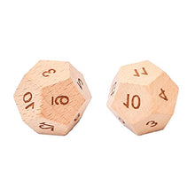 Load image into Gallery viewer, XIWUYA 2 Piece Solid Wooden Dice 12 Sided Sculpture Digital Dice for Club/Party/Family DIY Games Accessories 30mm Digital Dice Book
