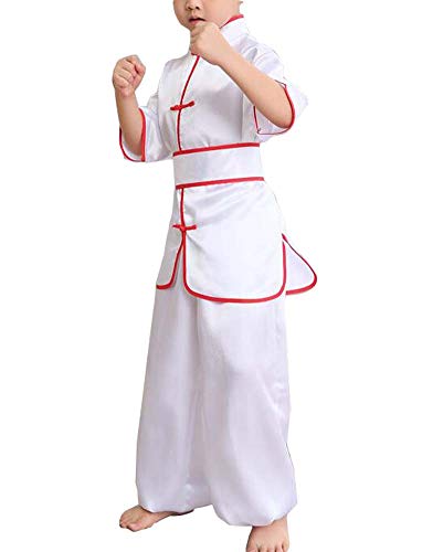 Koala Superstore Children Boys Chinese Traditional Martial Arts Uniform Outfit Costume Stage Performance Clothing-White, Height 115-125cm