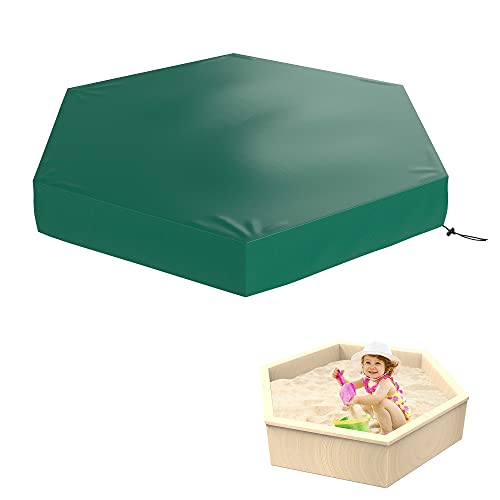 Sfcddtlg 70.9x59 Inch Sandbox Cover-Waterproof Sandpit Cover-Protective Cover for Sandbox with Drawstring for Home Garden Outdoor Kids Toy Green Accessories (Green-M)