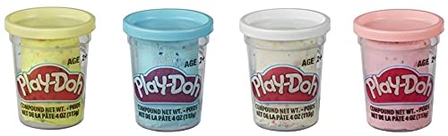 Play-Doh Confetti Compound 4-Color Assortment - Yellow, Pink, Light Blue and White - One 4oz Can of Each Color